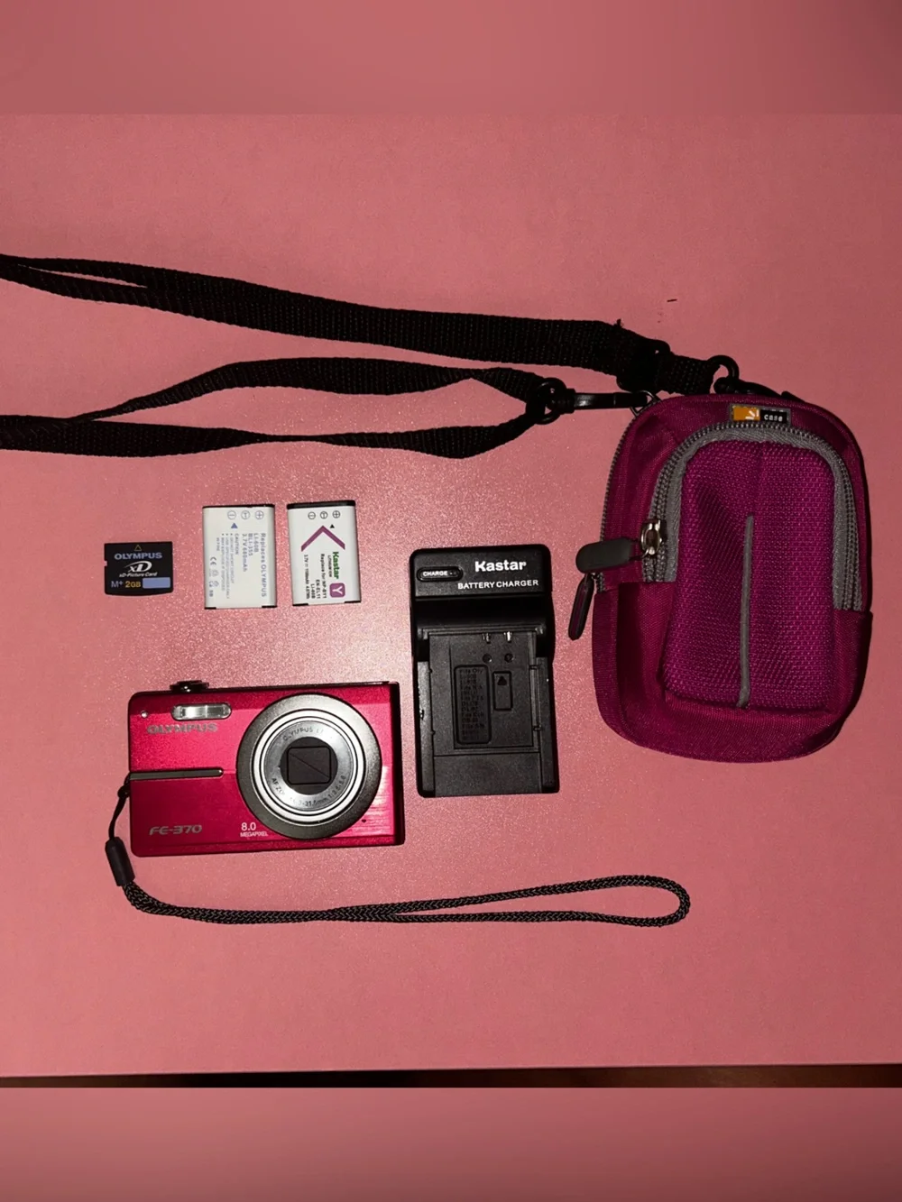 Olympus FE-370 Fuchsia Pink Y2K Digital Camera Tested + Accessories